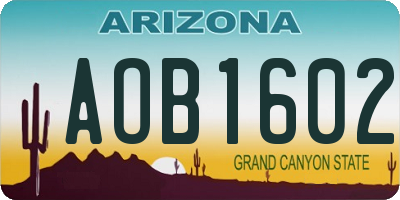 AZ license plate AOB1602