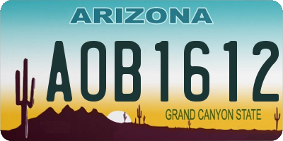 AZ license plate AOB1612