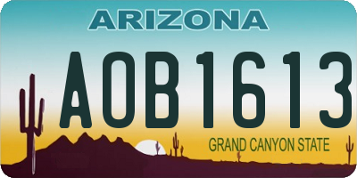 AZ license plate AOB1613