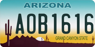 AZ license plate AOB1616