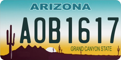 AZ license plate AOB1617