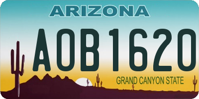 AZ license plate AOB1620