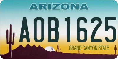 AZ license plate AOB1625