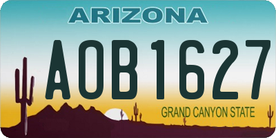 AZ license plate AOB1627