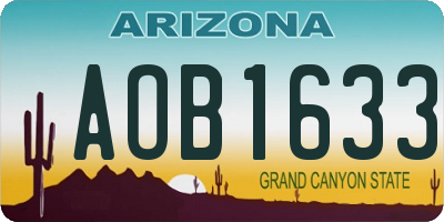 AZ license plate AOB1633