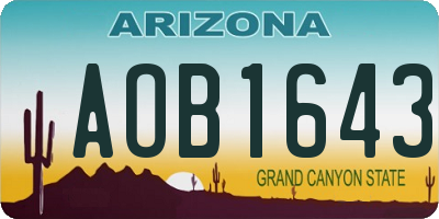 AZ license plate AOB1643