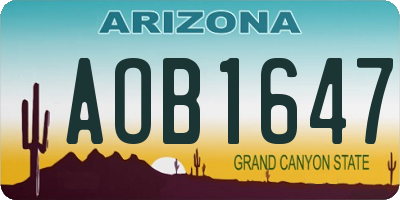 AZ license plate AOB1647