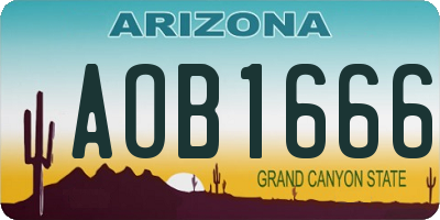 AZ license plate AOB1666