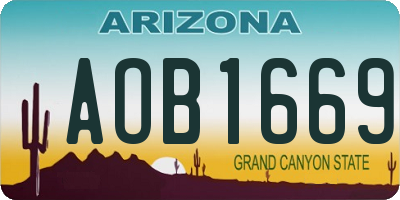 AZ license plate AOB1669