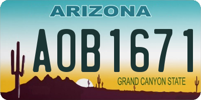 AZ license plate AOB1671