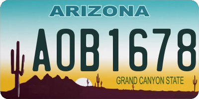 AZ license plate AOB1678