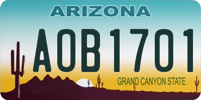 AZ license plate AOB1701