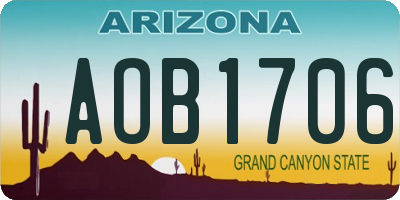 AZ license plate AOB1706