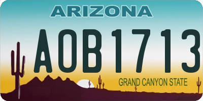 AZ license plate AOB1713