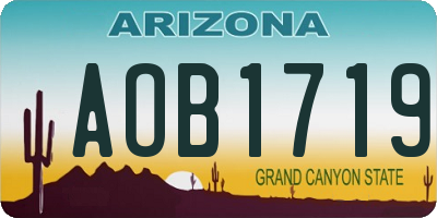 AZ license plate AOB1719