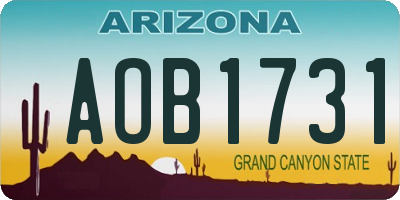 AZ license plate AOB1731