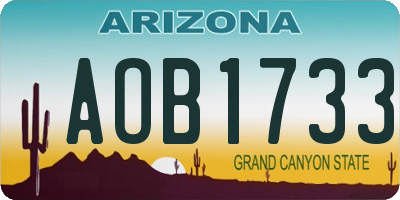 AZ license plate AOB1733