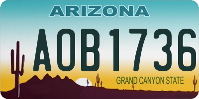 AZ license plate AOB1736