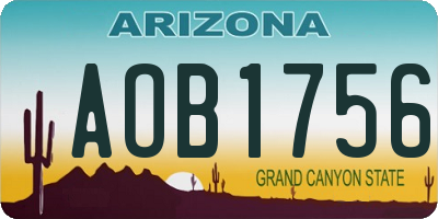 AZ license plate AOB1756