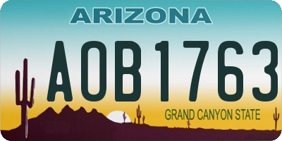AZ license plate AOB1763
