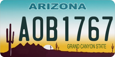 AZ license plate AOB1767