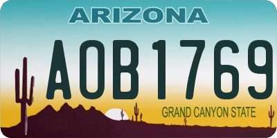 AZ license plate AOB1769