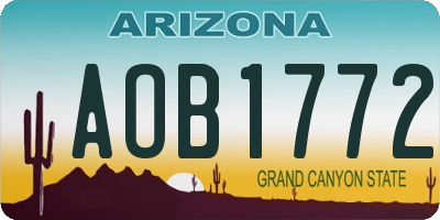 AZ license plate AOB1772