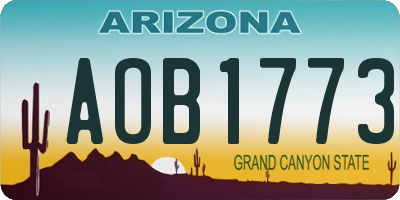 AZ license plate AOB1773