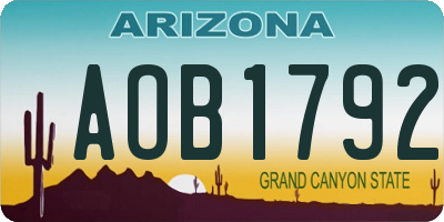 AZ license plate AOB1792