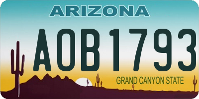 AZ license plate AOB1793