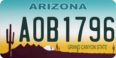 AZ license plate AOB1796