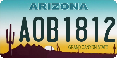 AZ license plate AOB1812