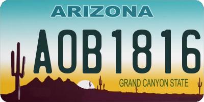 AZ license plate AOB1816