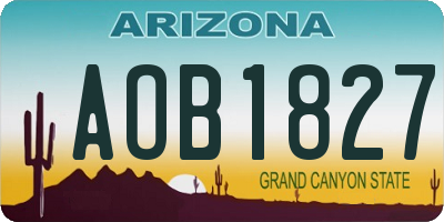 AZ license plate AOB1827