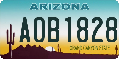 AZ license plate AOB1828