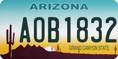 AZ license plate AOB1832