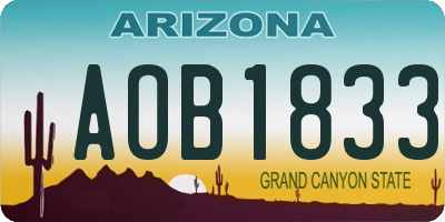 AZ license plate AOB1833