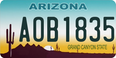 AZ license plate AOB1835