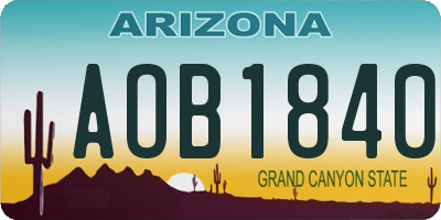 AZ license plate AOB1840