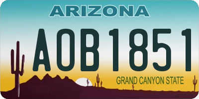 AZ license plate AOB1851