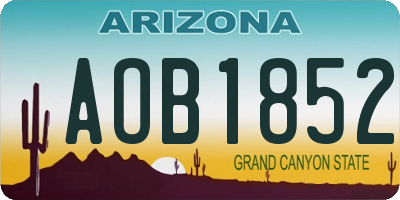 AZ license plate AOB1852