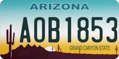 AZ license plate AOB1853