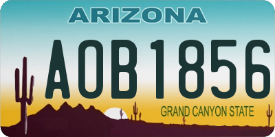 AZ license plate AOB1856