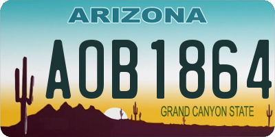 AZ license plate AOB1864