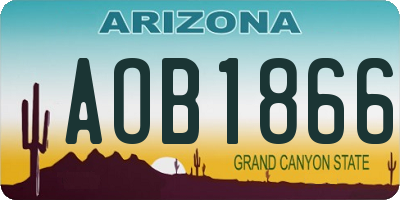 AZ license plate AOB1866
