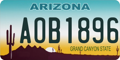 AZ license plate AOB1896