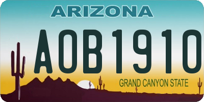 AZ license plate AOB1910