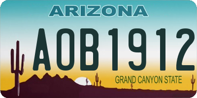 AZ license plate AOB1912