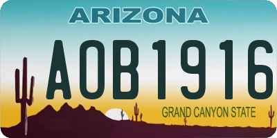 AZ license plate AOB1916