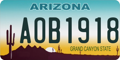 AZ license plate AOB1918